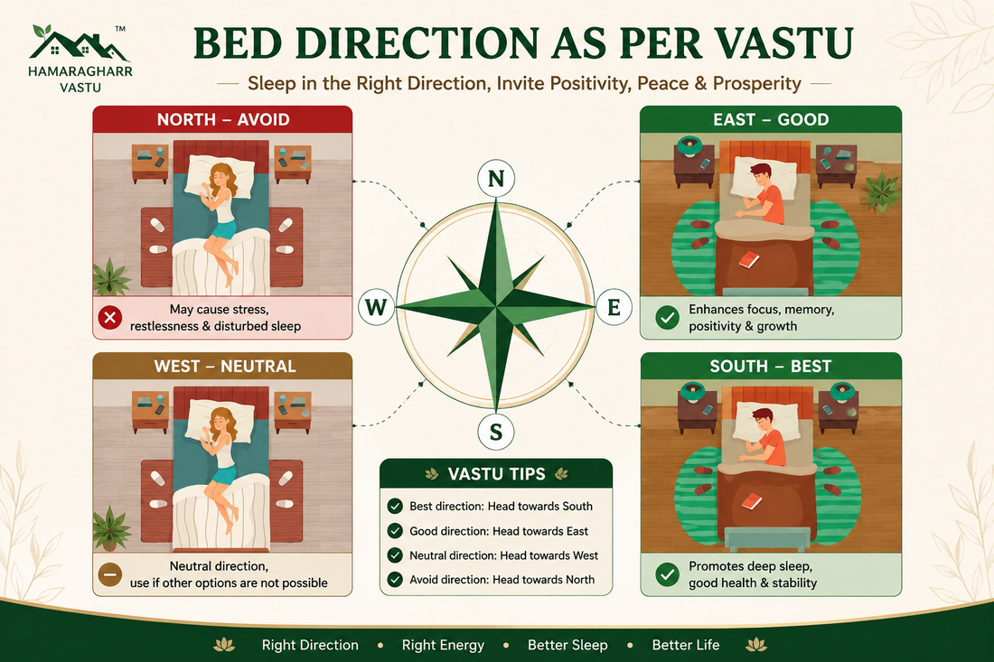 bed direction as per vastu