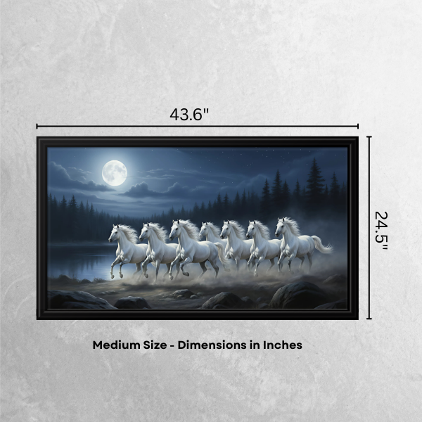 Framed 7 Running Horses Painting for Vastu Solution – Enhance Positivity & Success