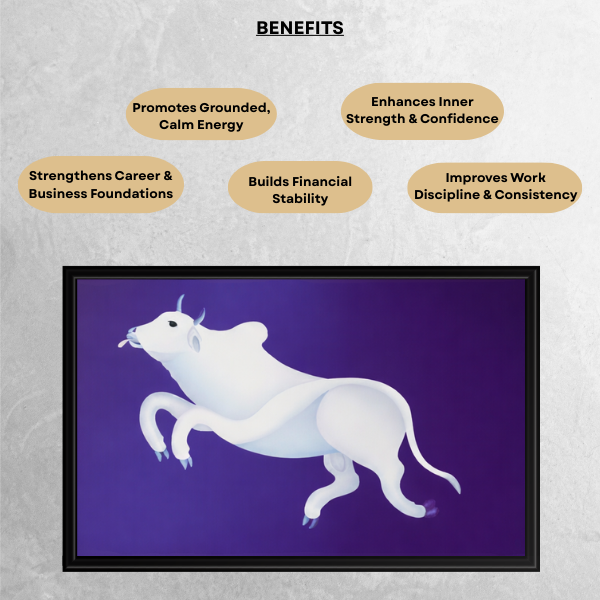 Framed Bull Painting for Vastu Solution – Strength, Stability, and Prosperity