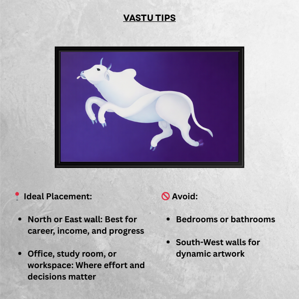 Framed Bull Painting for Vastu Solution – Strength, Stability, and Prosperity