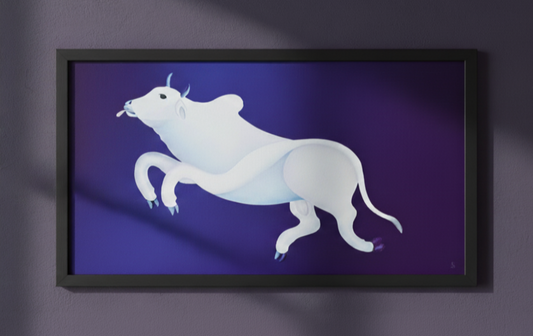 Framed Bull Painting for Vastu Solution – Strength, Stability, and Prosperity