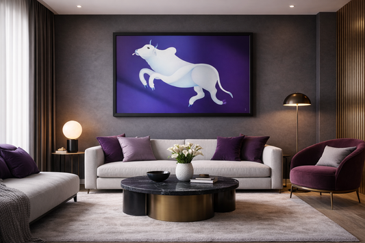 Framed Bull Painting for Vastu Solution – Strength, Stability, and Prosperity