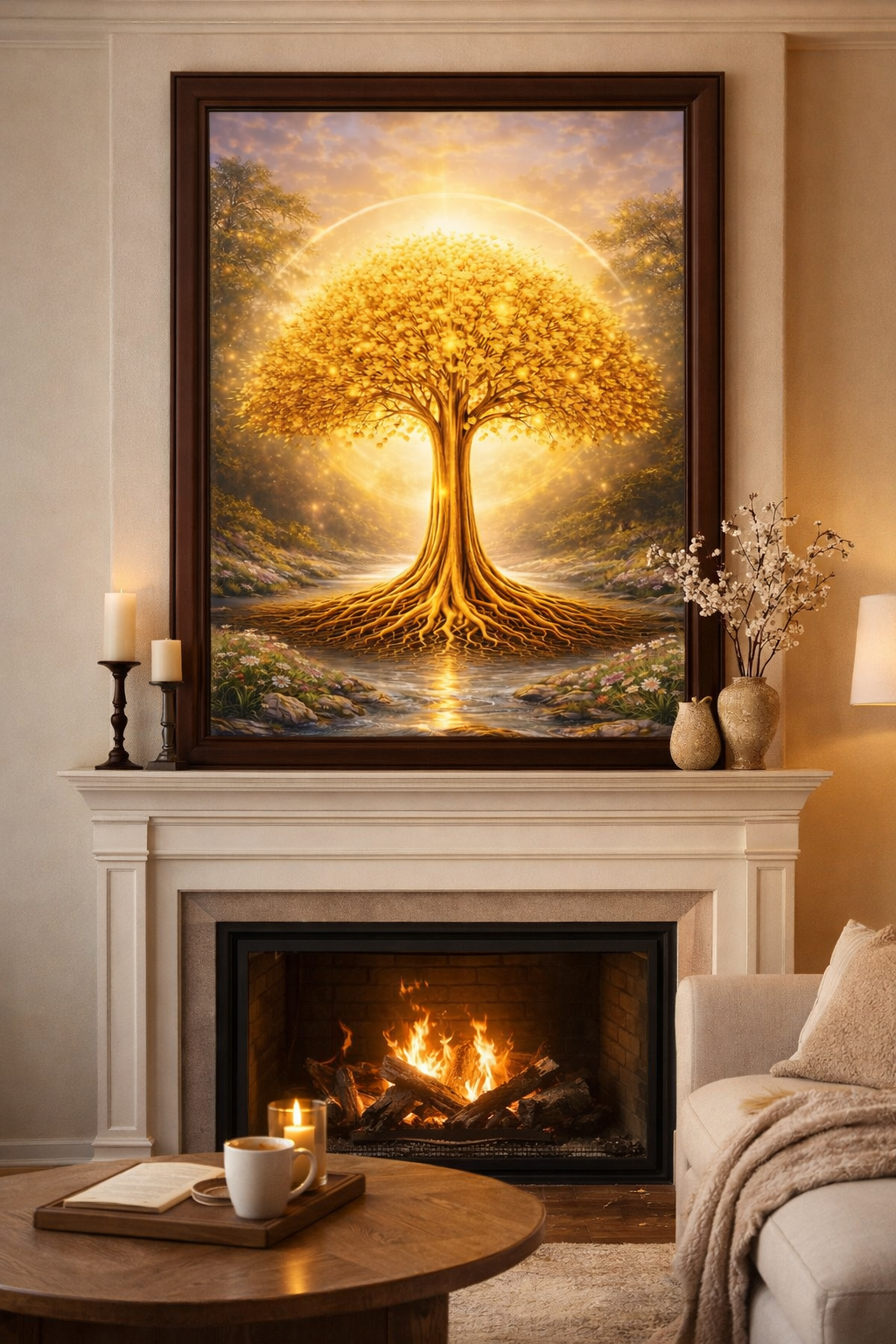 Golden Tree of Life Vastu Wall Painting – Symbol of Wealth, Growth & Abundance
