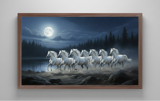 Framed 7 Running Horses Painting for Vastu Solution – Enhance Positivity & Success