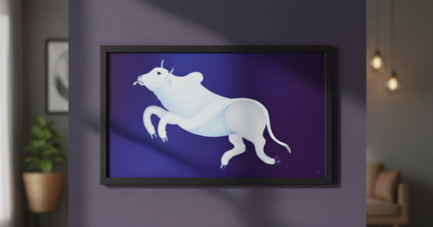 Framed Bull Painting for Vastu Solution – Strength, Stability, and Prosperity