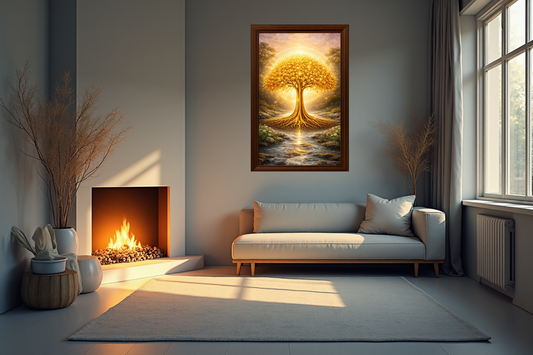 Golden Tree of Life Vastu Wall Painting – Symbol of Wealth, Growth & Abundance