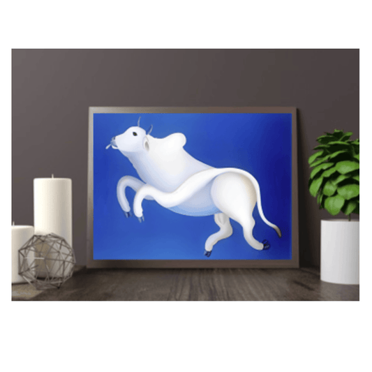 Framed Bull Painting for Vastu Solution – Strength, Stability, and Prosperity