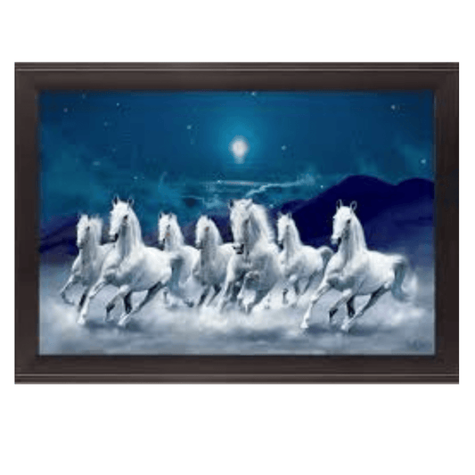 Framed 7 Running Horses Painting for Vastu Solution – Enhance Positivity & Success