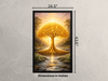 Golden Tree of Life Vastu wall painting dimensions in inches showing size options for framed wealth, growth, and abundance artwork.