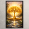Golden Tree of Life Vastu wall painting framed artwork symbolizing wealth, growth, abundance and positive energy for home and office.