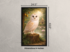 White owl Vastu wall painting dimensions in inches 23.5 x 35 inch framed art for home and office decor.