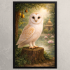 Framed white owl Vastu wall painting symbol of wisdom, wealth, protection and positive energy for home and office decor.